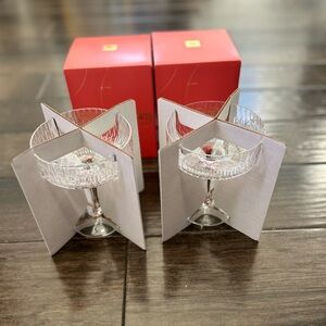 1 Pair Nespresso Barista Festive Glasses Martini Round Coupe Diamond Flute NEW